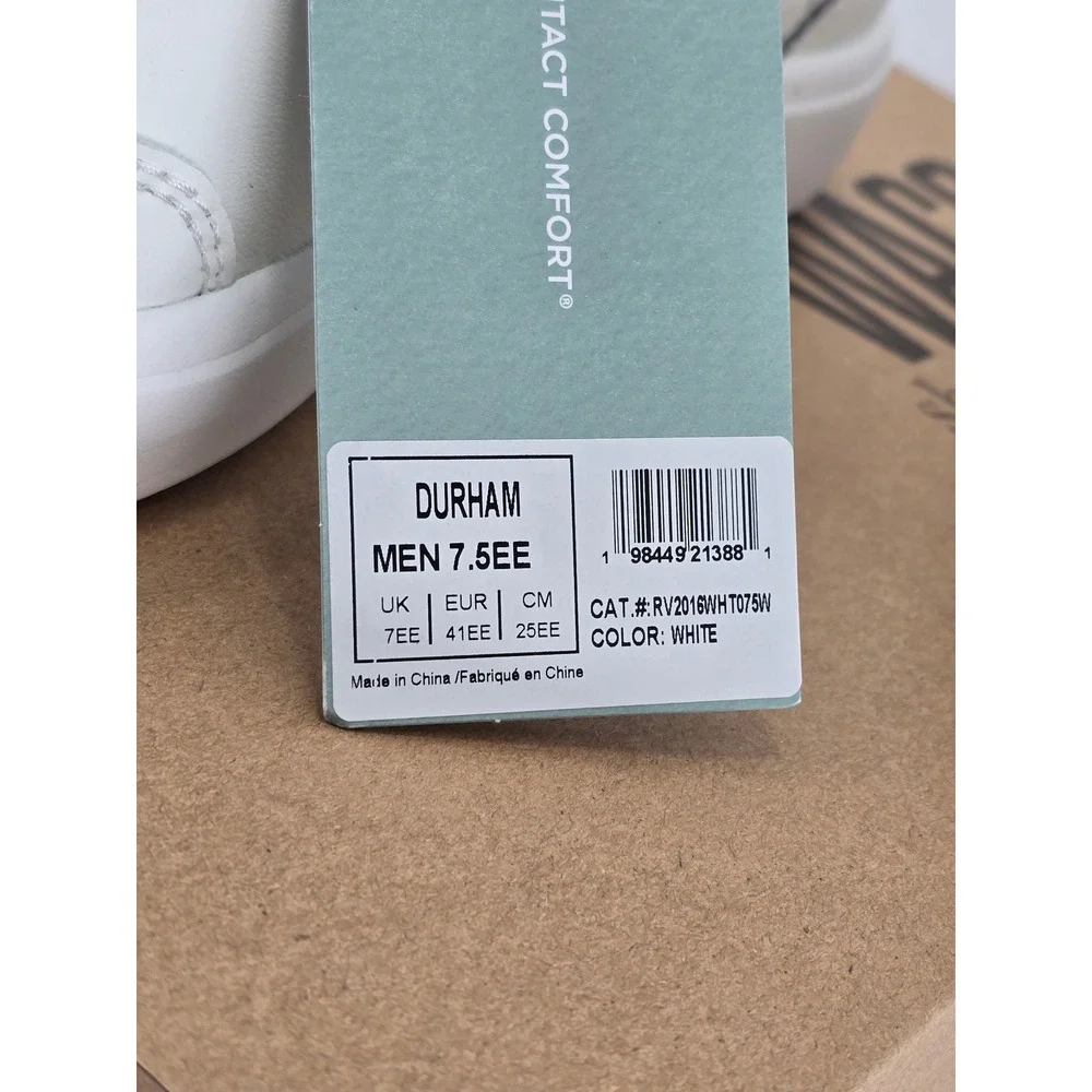 Revitalign Durham Sneakers Mens 7.5EE White Leather Orthotic Lace Up -New